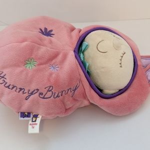 Hunny Bunny Doll Plush Baby in Blanket Pod 2009 Manhattan Toy Pink